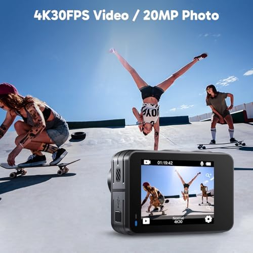 AKASO Brave 7 LE 4K30FPS 20MP WiFi Action Camera with Touch Screen EIS 2.0 Zoom Remote Control 131 Feet Underwater Camera with 2X 1350mAh Batteries Support External Microphone Vlog Camera - Image 4